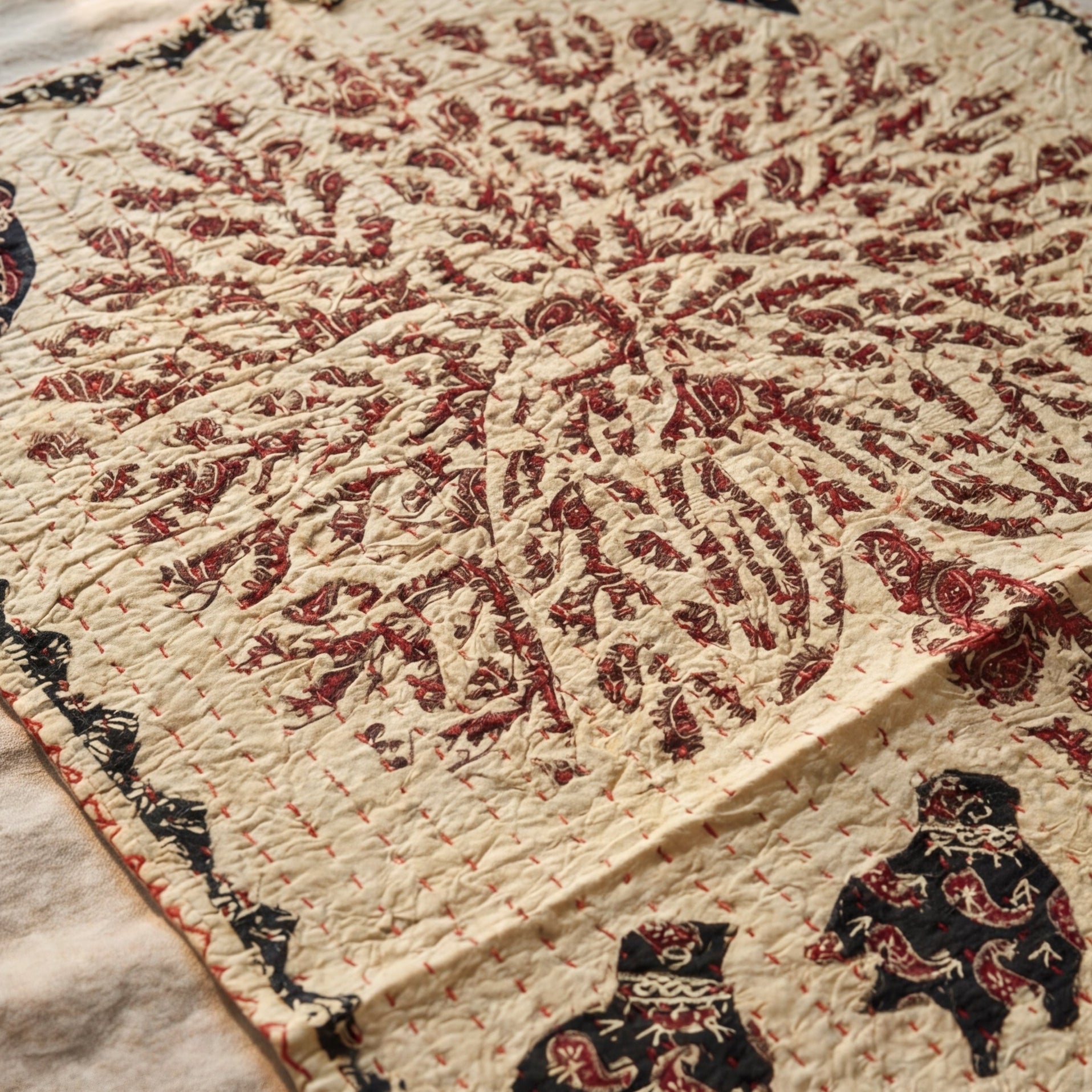 Olive Bloom Pure Cotton Artisan Wall Hanging