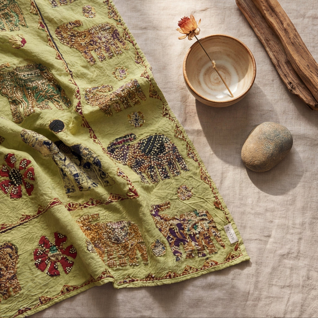 River Teal Pure Cotton Artisan Wall Hanging