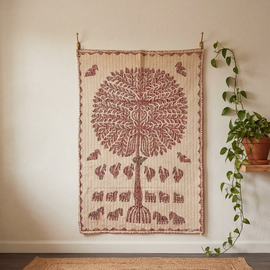 Big Indigo Ray Pure Cotton Artisan Wall Hanging
