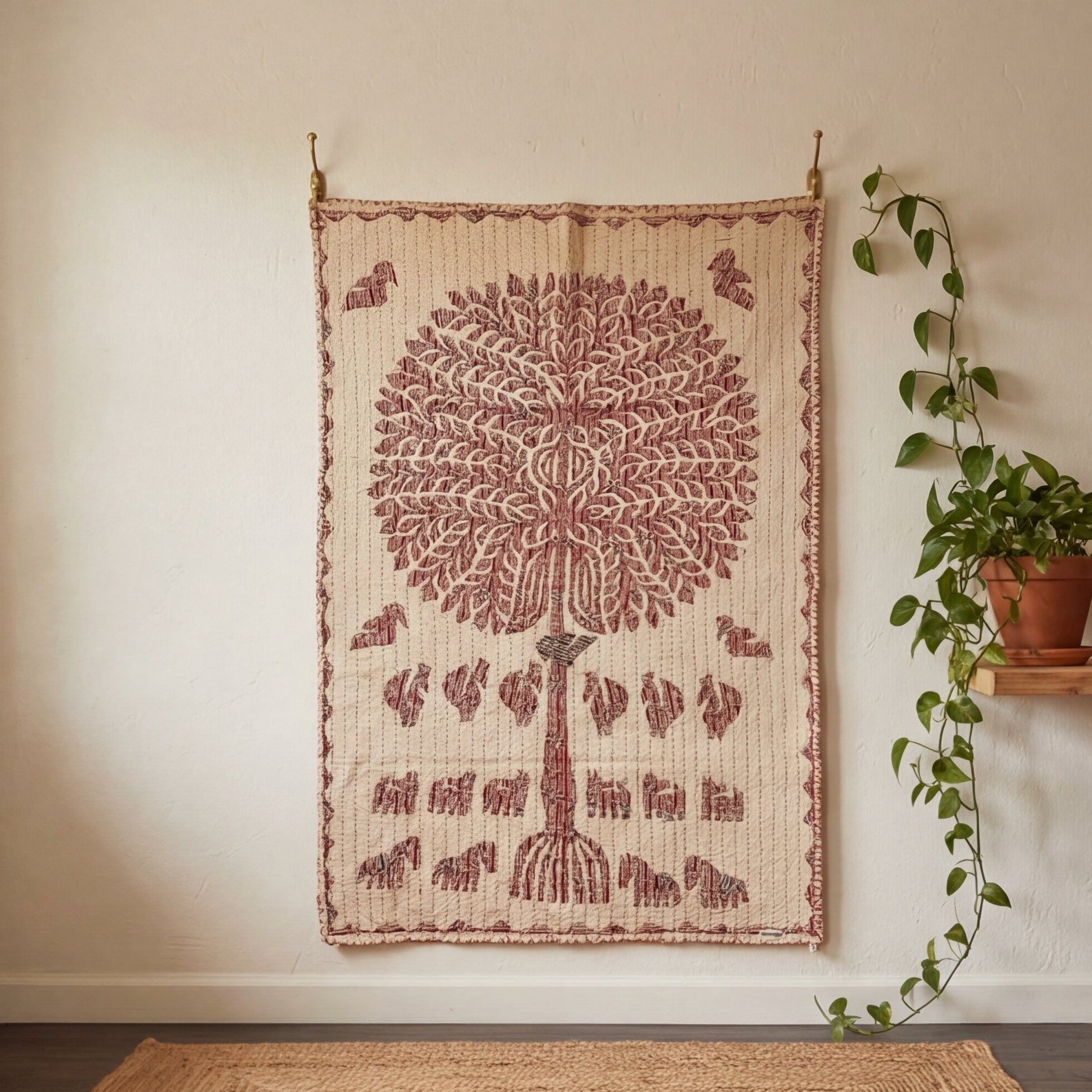 Big Indigo Ray Pure Cotton Artisan Wall Hanging