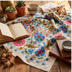 Terracotta Petal Hand-Embroidered Cotton Suzani Throw