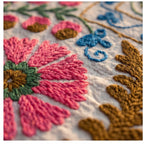 Terracotta Petal Hand-Embroidered Cotton Suzani Throw