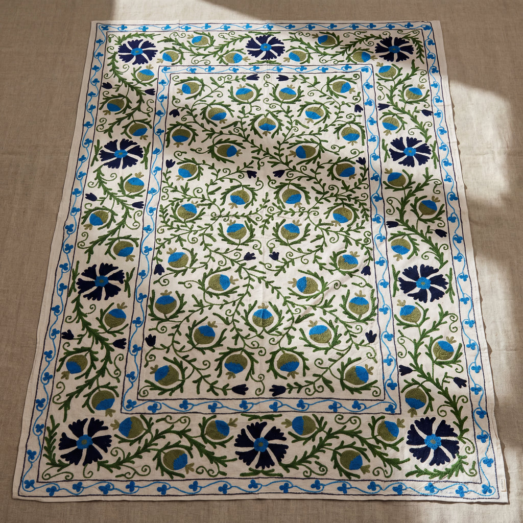 Wandering Wish Hand-Embroidered Cotton Suzani Bough