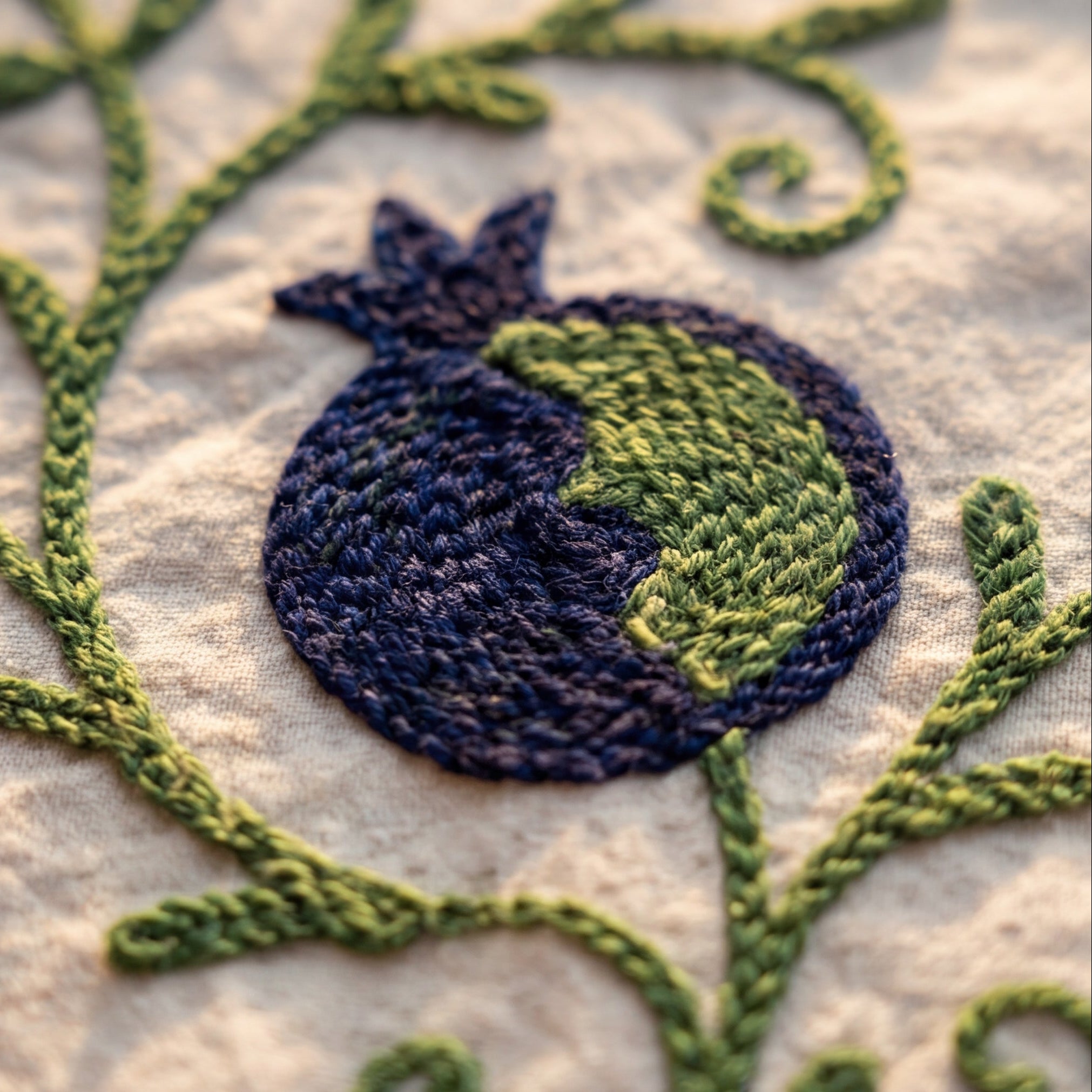 Wandering Wish Hand-Embroidered Cotton Suzani Bough