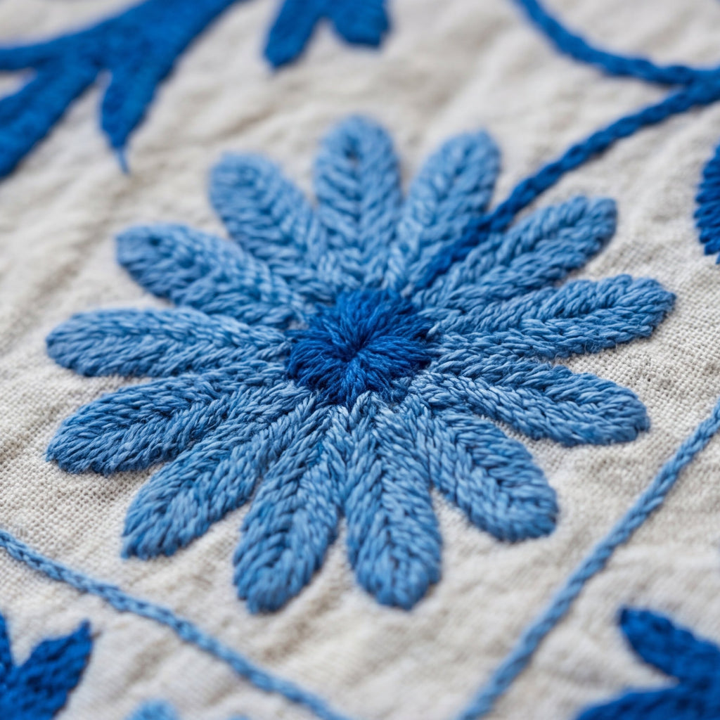 Wandering Dusk Hand-Embroidered Cotton Suzani Throw