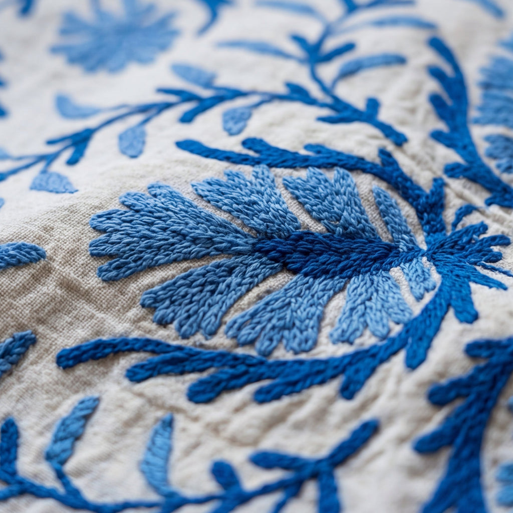 Wandering Dusk Hand-Embroidered Cotton Suzani Throw