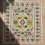 Wandering Indigo Hand-Embroidered Cotton Suzani Throw