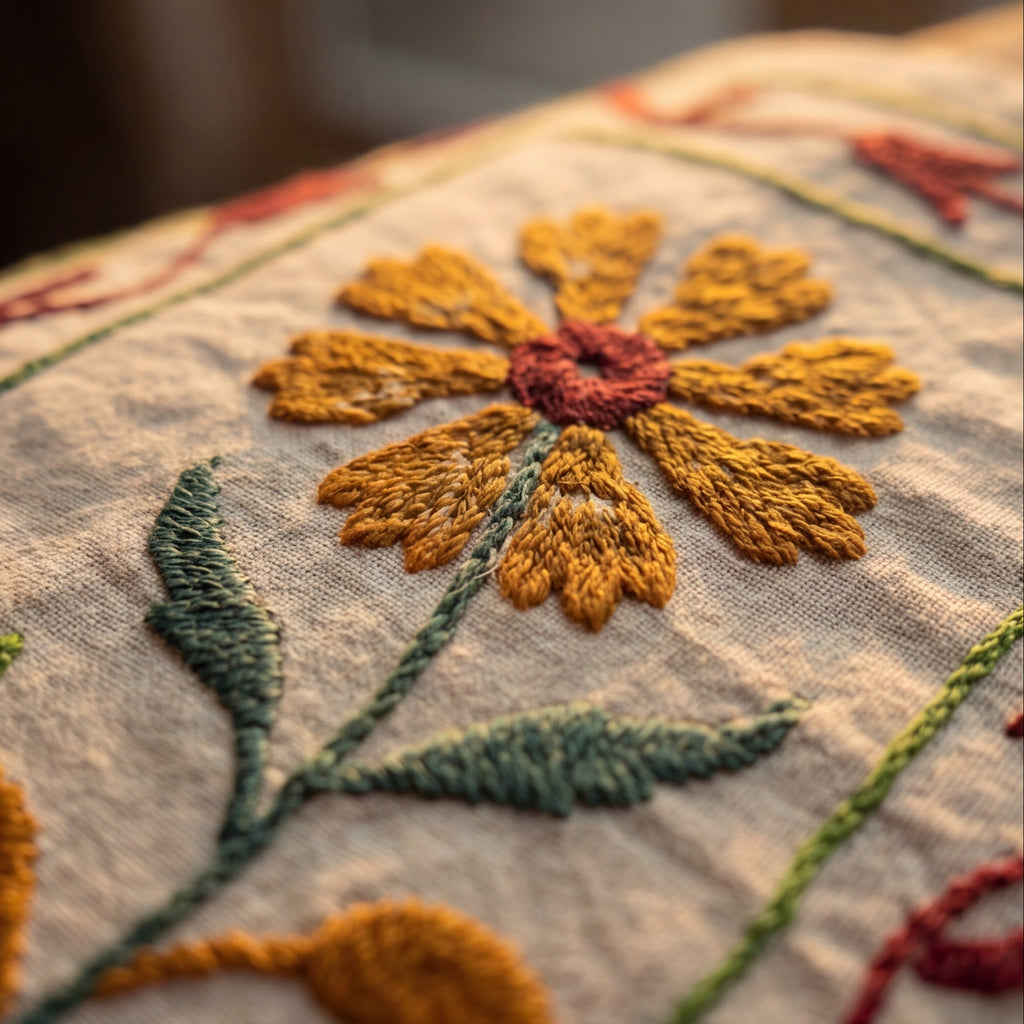 Wandering Indigo Hand-Embroidered Cotton Suzani Throw