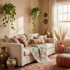 Wandering Indigo Hand-Embroidered Cotton Suzani Throw