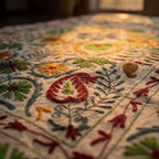 Wandering Indigo Hand-Embroidered Cotton Suzani Throw