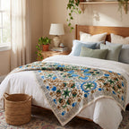 Wandering Petal Hand-Embroidered Cotton Ash Throw