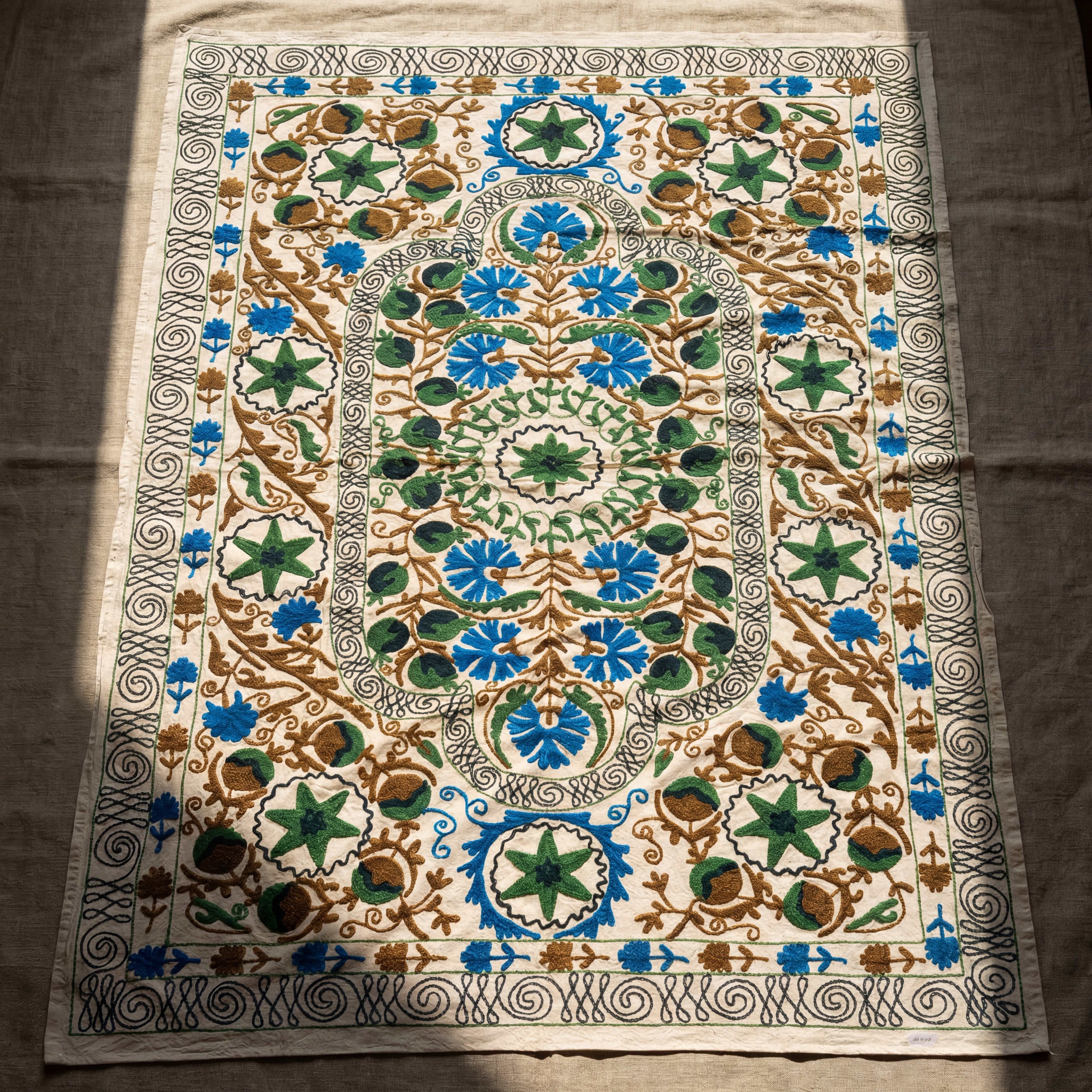 Wandering Petal Hand-Embroidered Cotton Ash Throw