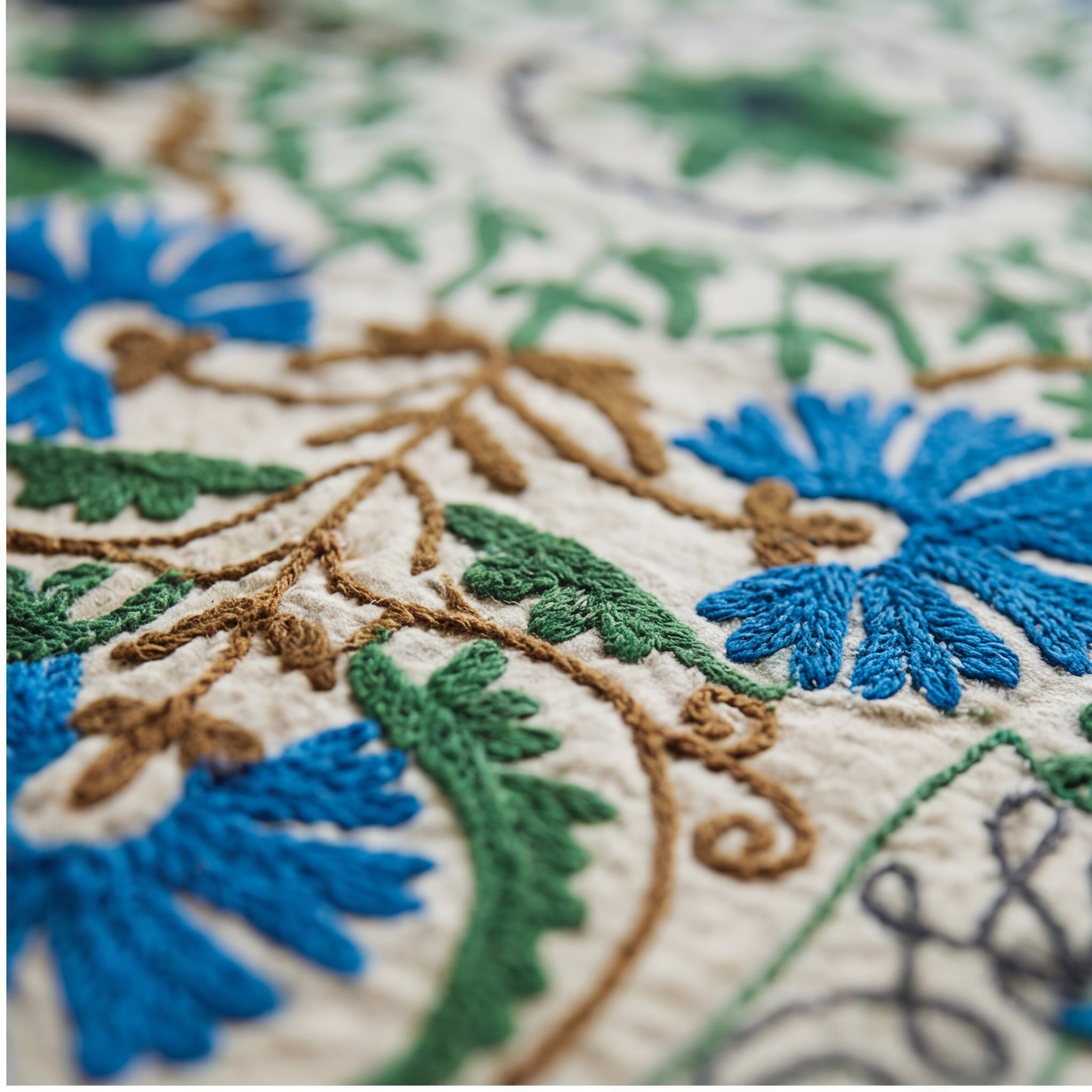 Wandering Petal Hand-Embroidered Cotton Ash Throw