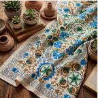 Wandering Petal Hand-Embroidered Cotton Ash Throw