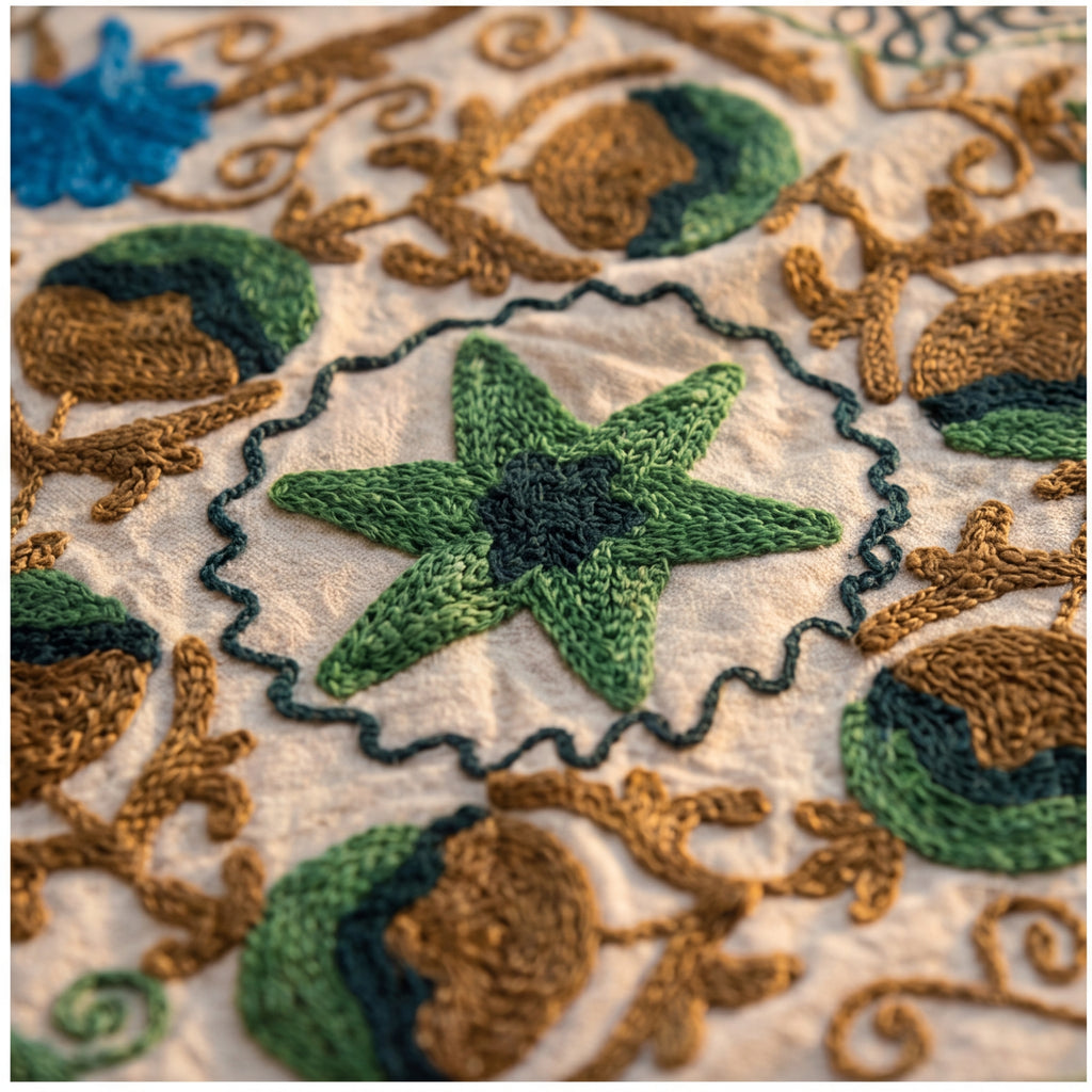 Wandering Petal Hand-Embroidered Cotton Ash Throw