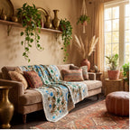 Wandering Petal Hand-Embroidered Cotton Ash Throw