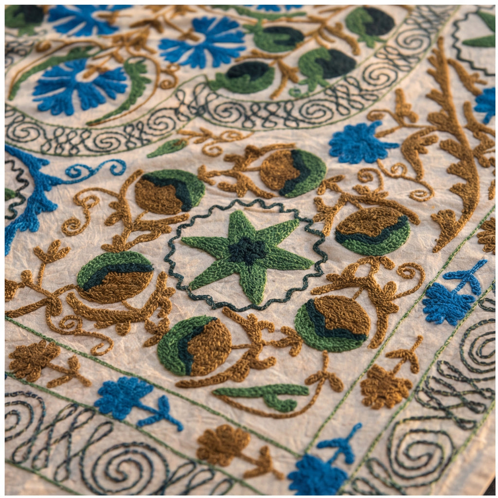 Wandering Petal Hand-Embroidered Cotton Ash Throw