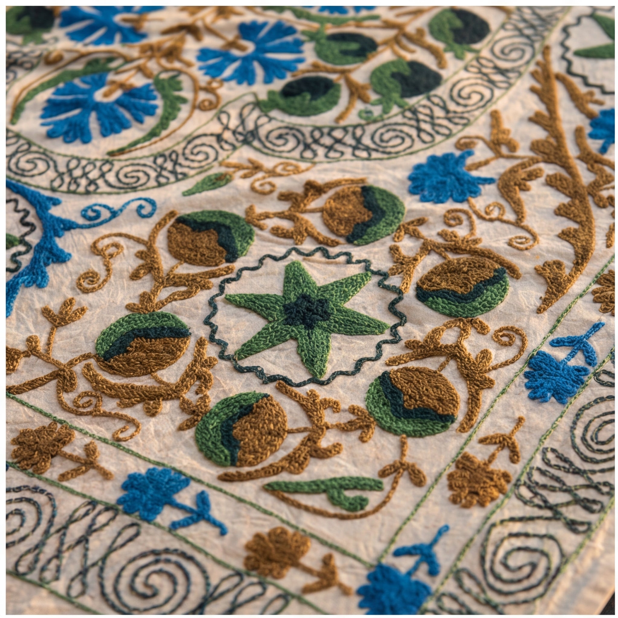 Wandering Petal Hand-Embroidered Cotton Ash Throw