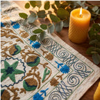 Wandering Petal Hand-Embroidered Cotton Ash Throw