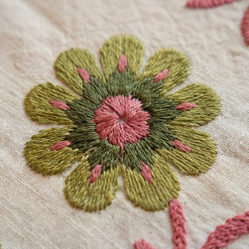 Wandering Lace Hand-Embroidered Cotton Suzani Throw