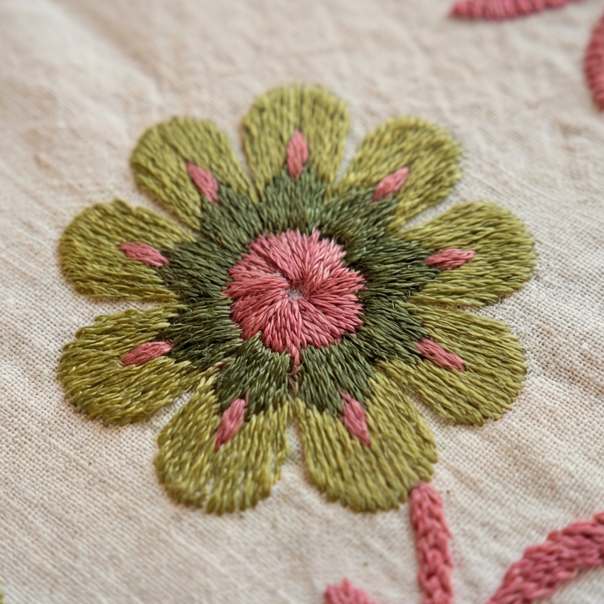 Wandering Lace Hand-Embroidered Cotton Suzani Throw