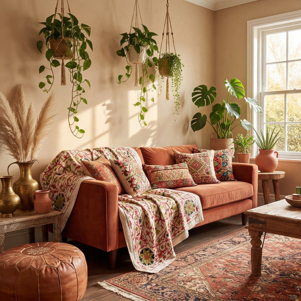 Wandering Lace Hand-Embroidered Cotton Suzani Throw