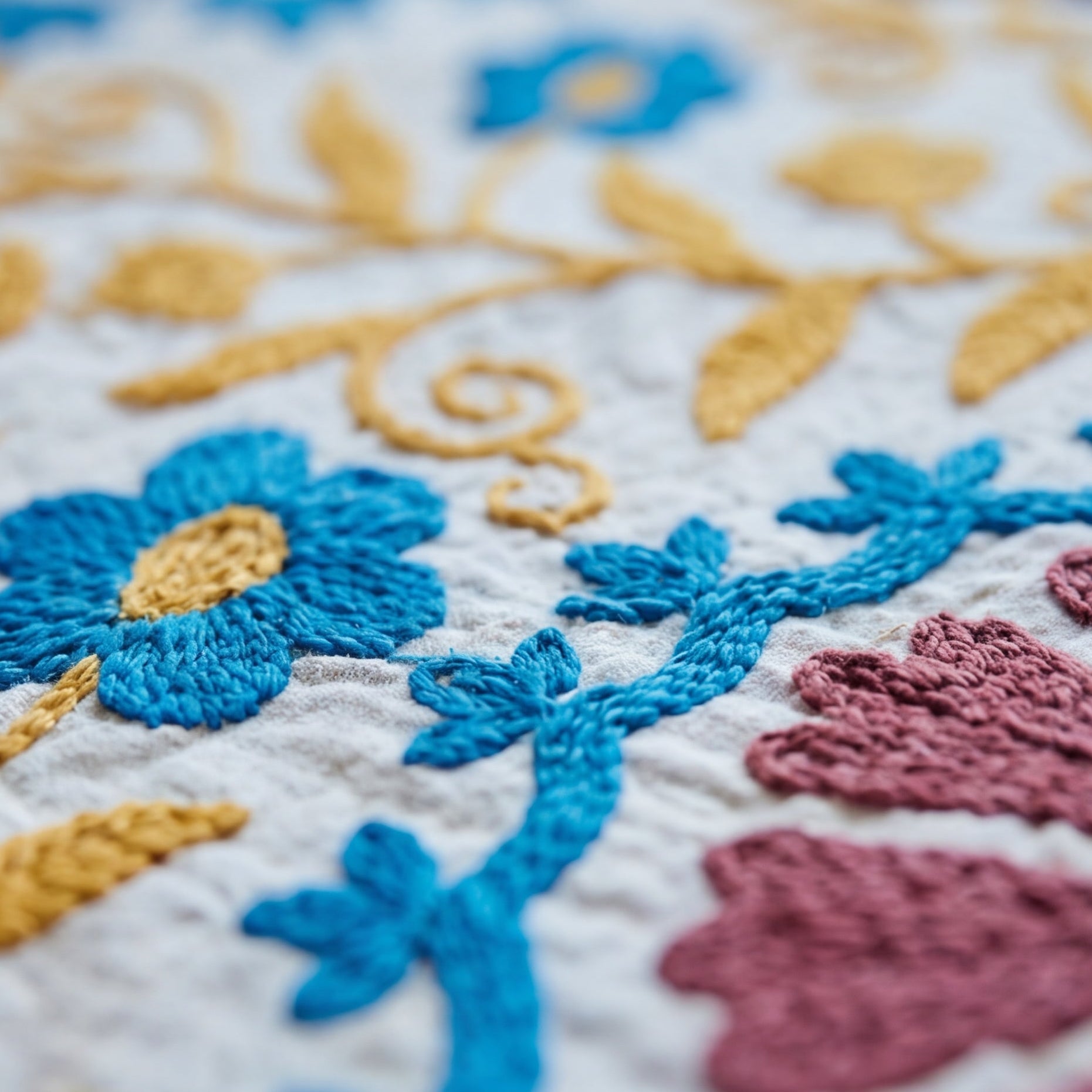 Wandering Ember Hand-Embroidered Cotton Suzani Throw