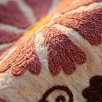 Wandering Ember Hand-Embroidered Cotton Suzani Throw