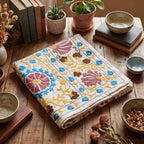 Wandering Ember Hand-Embroidered Cotton Suzani Throw