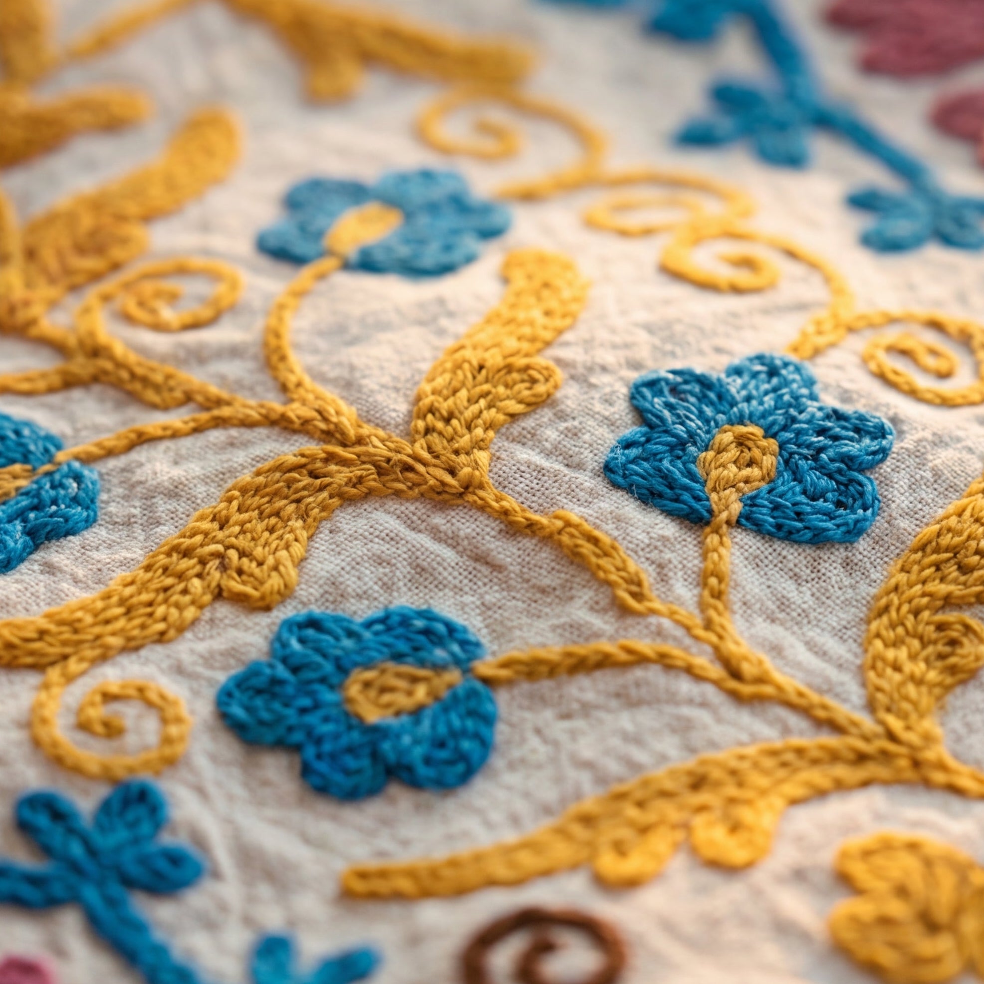 Wandering Ember Hand-Embroidered Cotton Suzani Throw