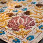 Wandering Ember Hand-Embroidered Cotton Suzani Throw