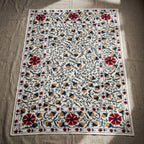 Wandering Stone Hand-Embroidered Cotton Suzani Throw