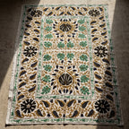 Wandering Lush Hand-Embroidered Cotton Suzani Stone Throw