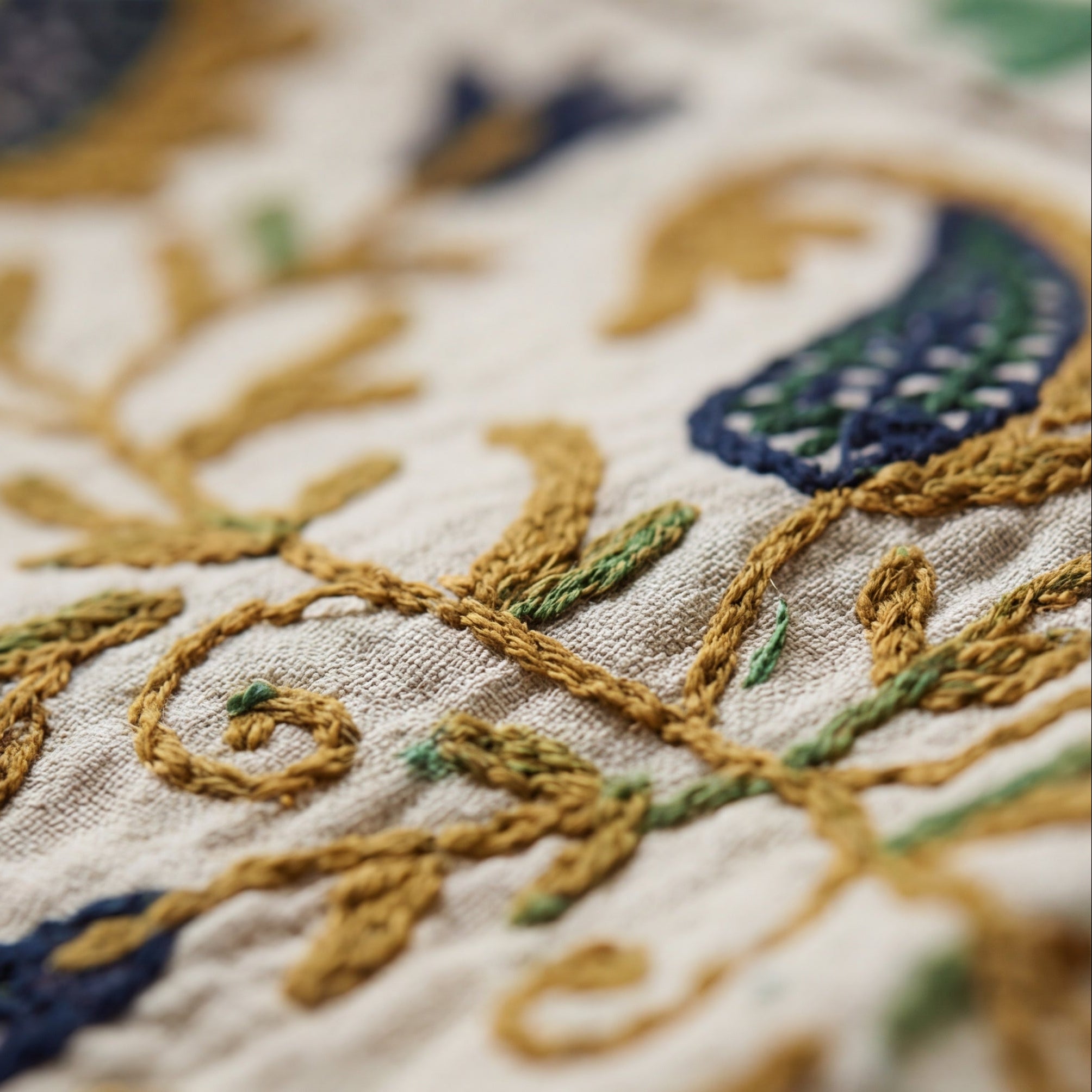 Wandering Lush Hand-Embroidered Cotton Suzani Stone Throw