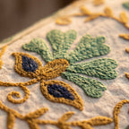 Wandering Lush Hand-Embroidered Cotton Suzani Stone Throw