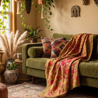 Vintage Suzani - Stone Bloom Luxury Kantha Throw