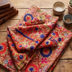 Amber Glow Luxury Vintage Suzani Kantha Throw