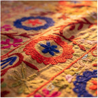 Amber Glow Luxury Vintage Suzani Kantha Throw