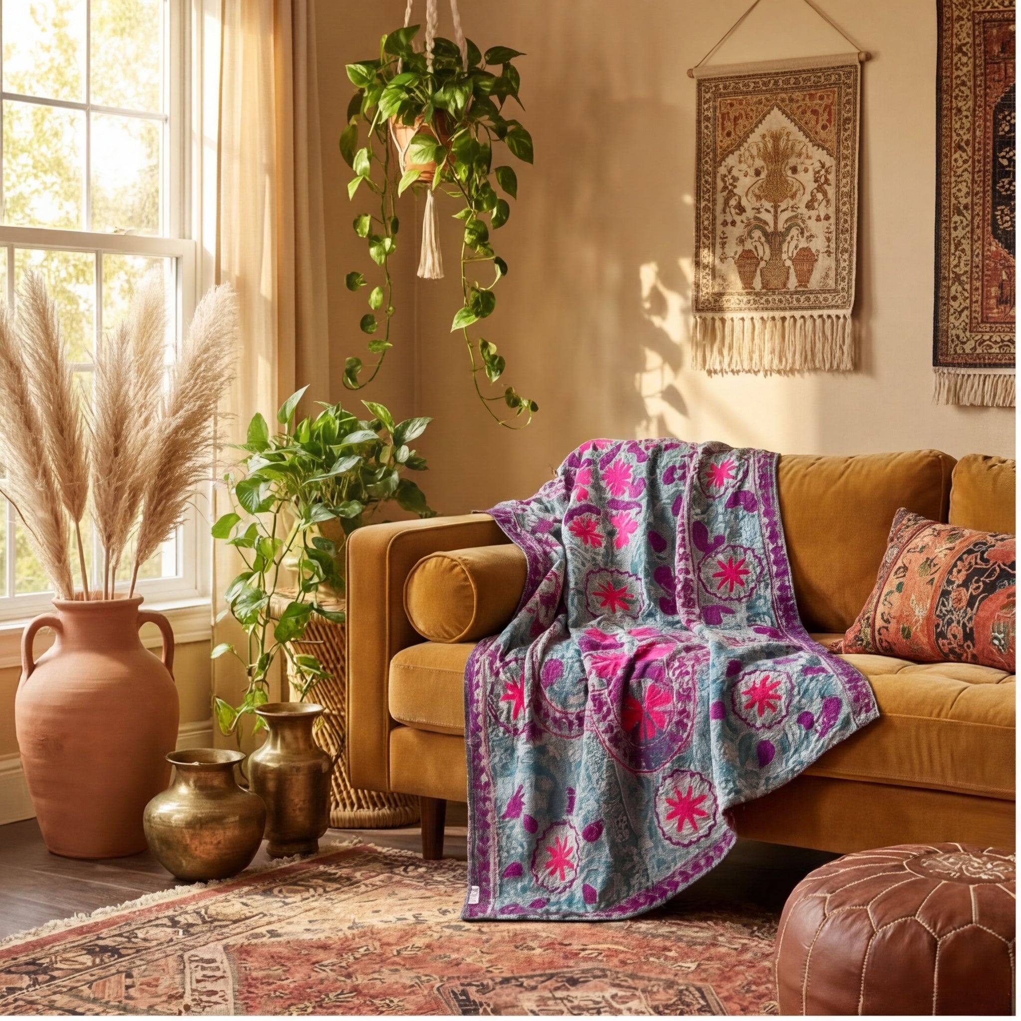 Vintage Suzani - Sienna Glow Luxury Kantha Throw