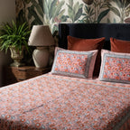 Wild Jasmine Hand Block Printed King Bedsheet Set