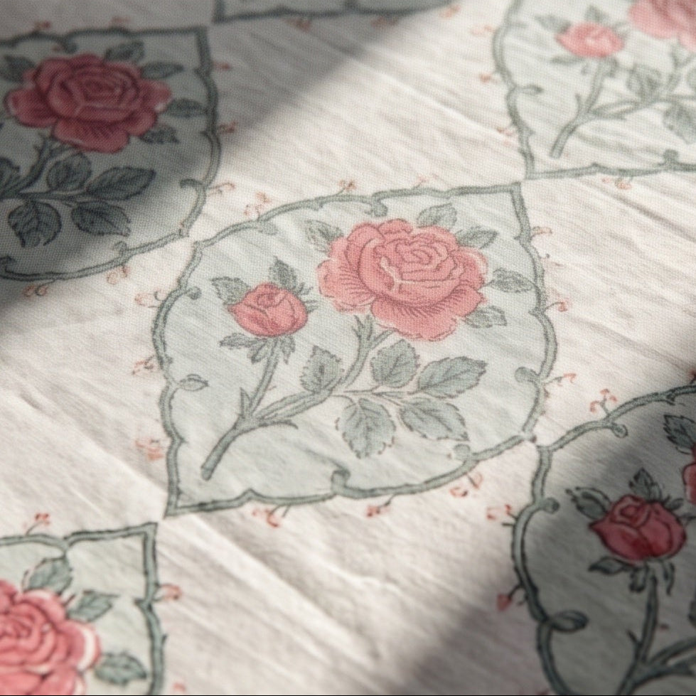 Harvest Moon Hand Block Printed Queen Bedsheet Set