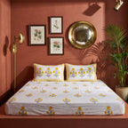 Prairie Bloom Hand Block Printed King Bedsheet Set