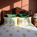 Prairie Bloom Hand Block Printed King Bedsheet Set