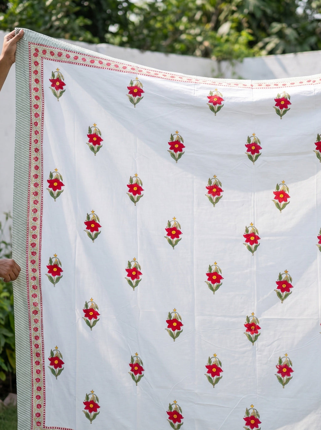 River Stone Hand Block Printed King Bedsheet Set