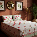 River Stone Hand Block Printed King Bedsheet Set