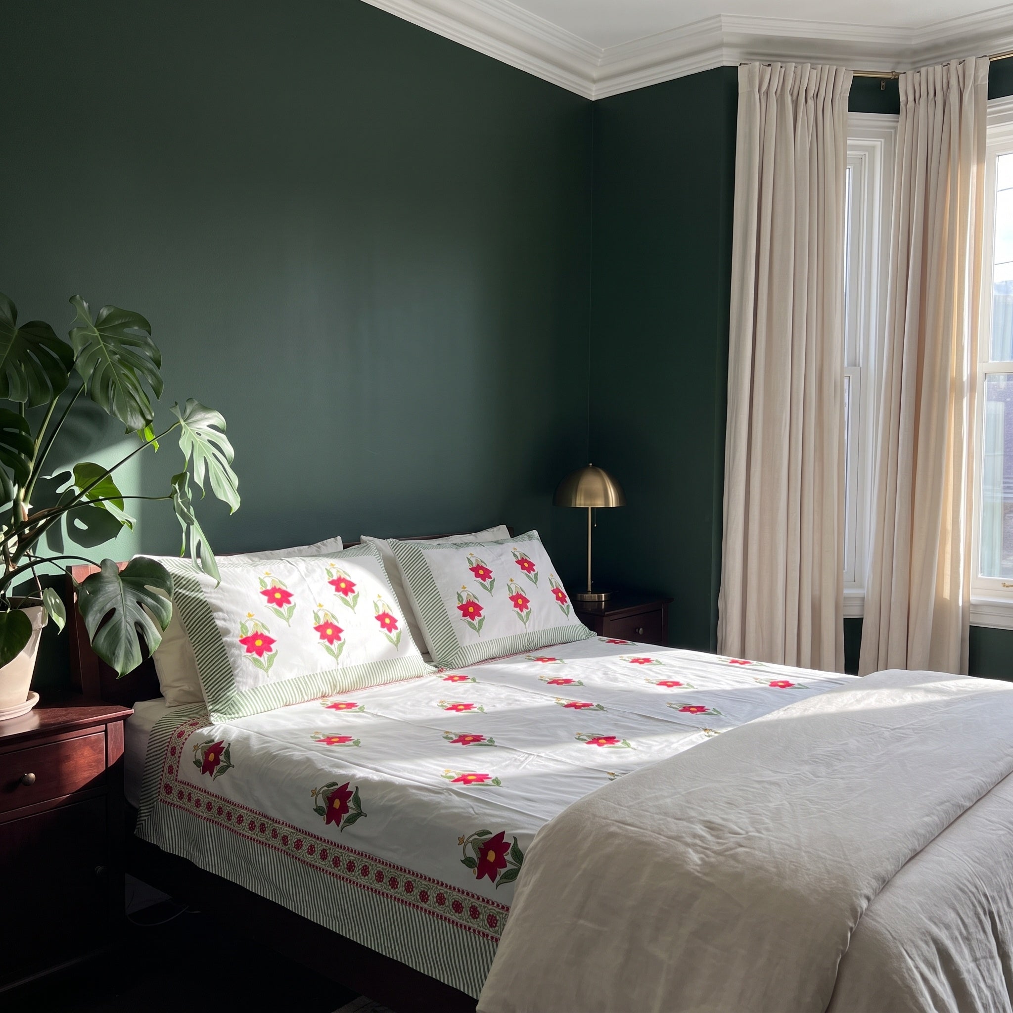 River Stone Hand Block Printed King Bedsheet Set