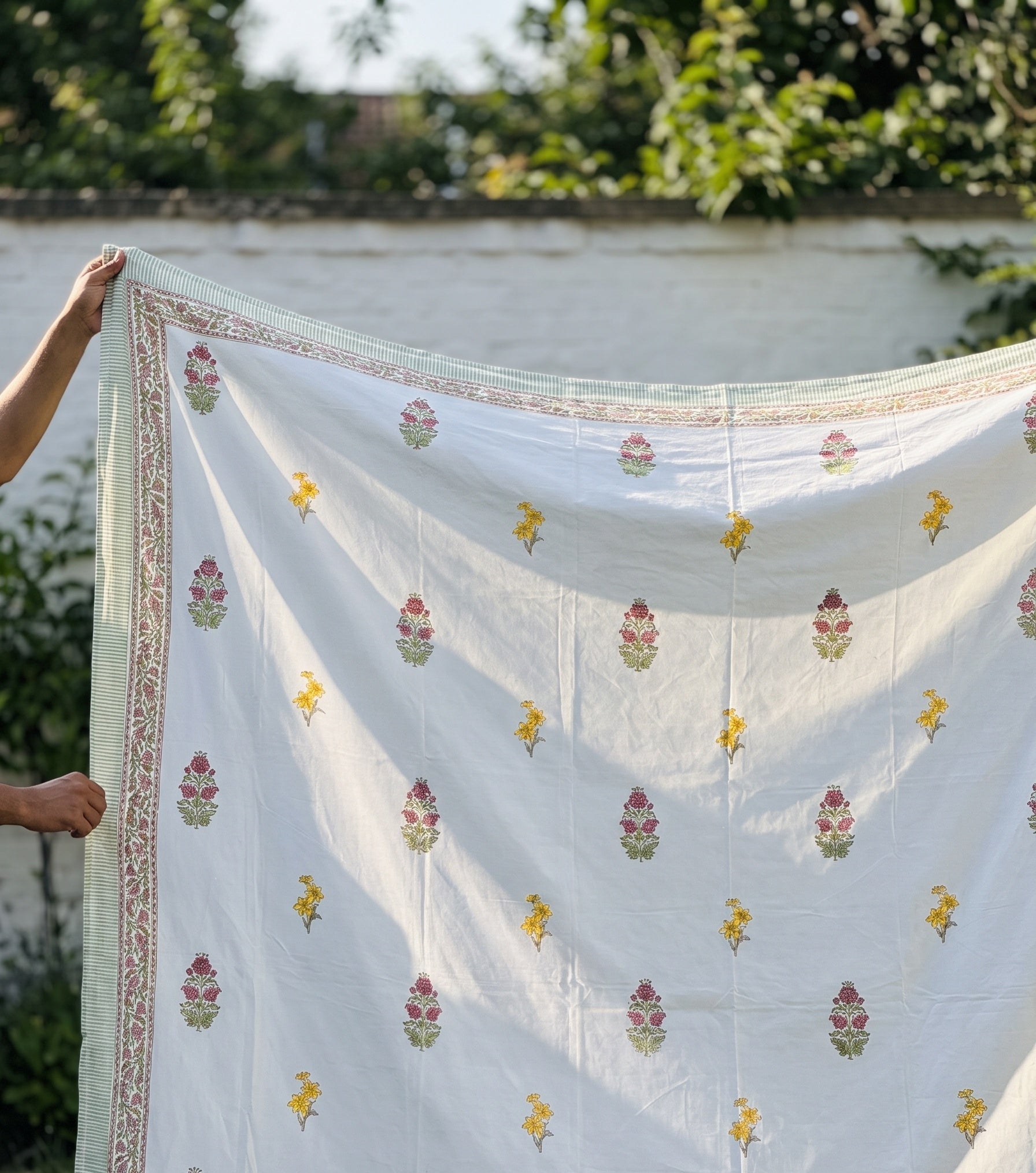 Meadow Drift Hand Block Printed King Bedsheet Set
