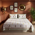 Meadow Drift Hand Block Printed King Bedsheet Set