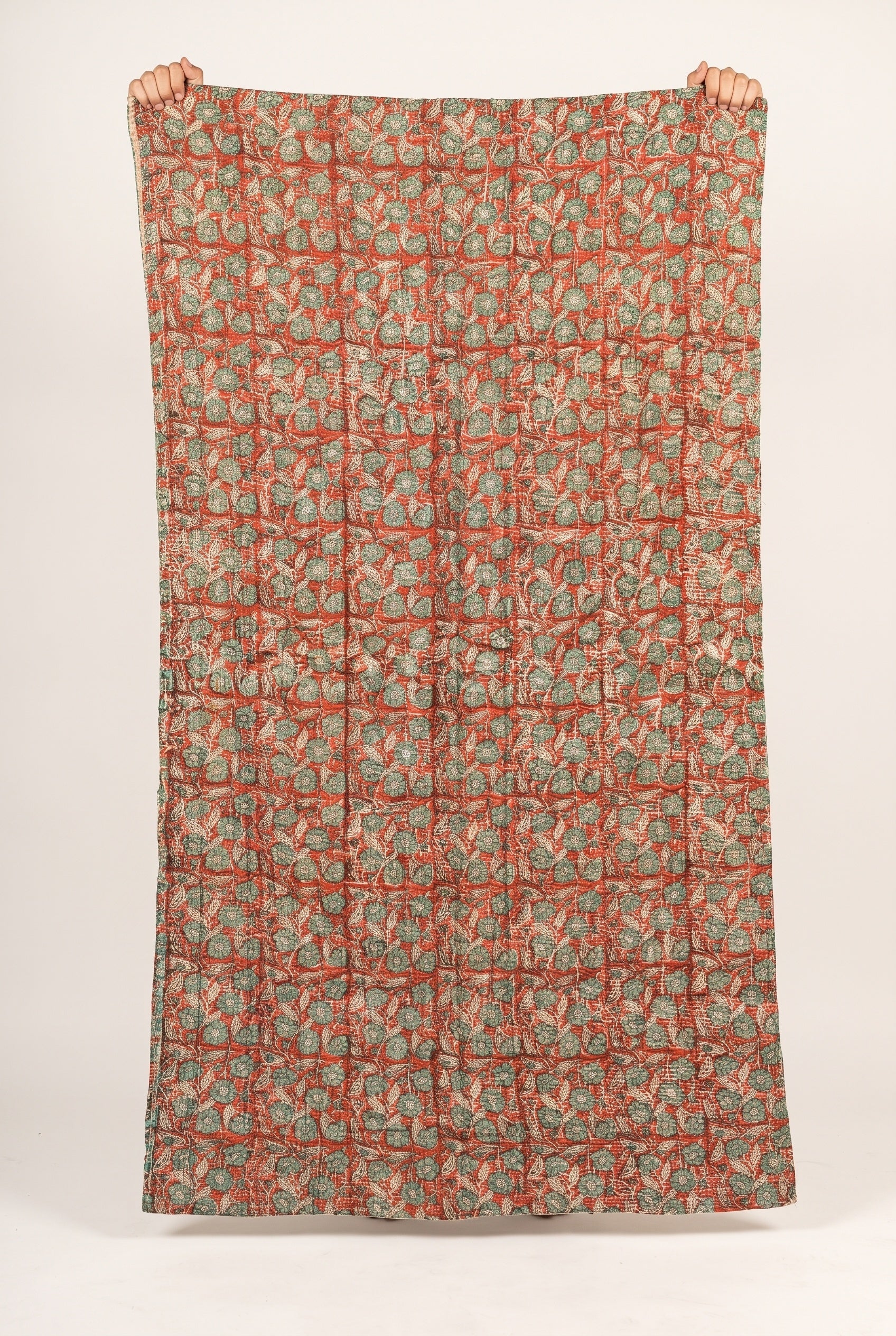 Fireweed Vintage Handmade Bagru Block Print Kantha Throw