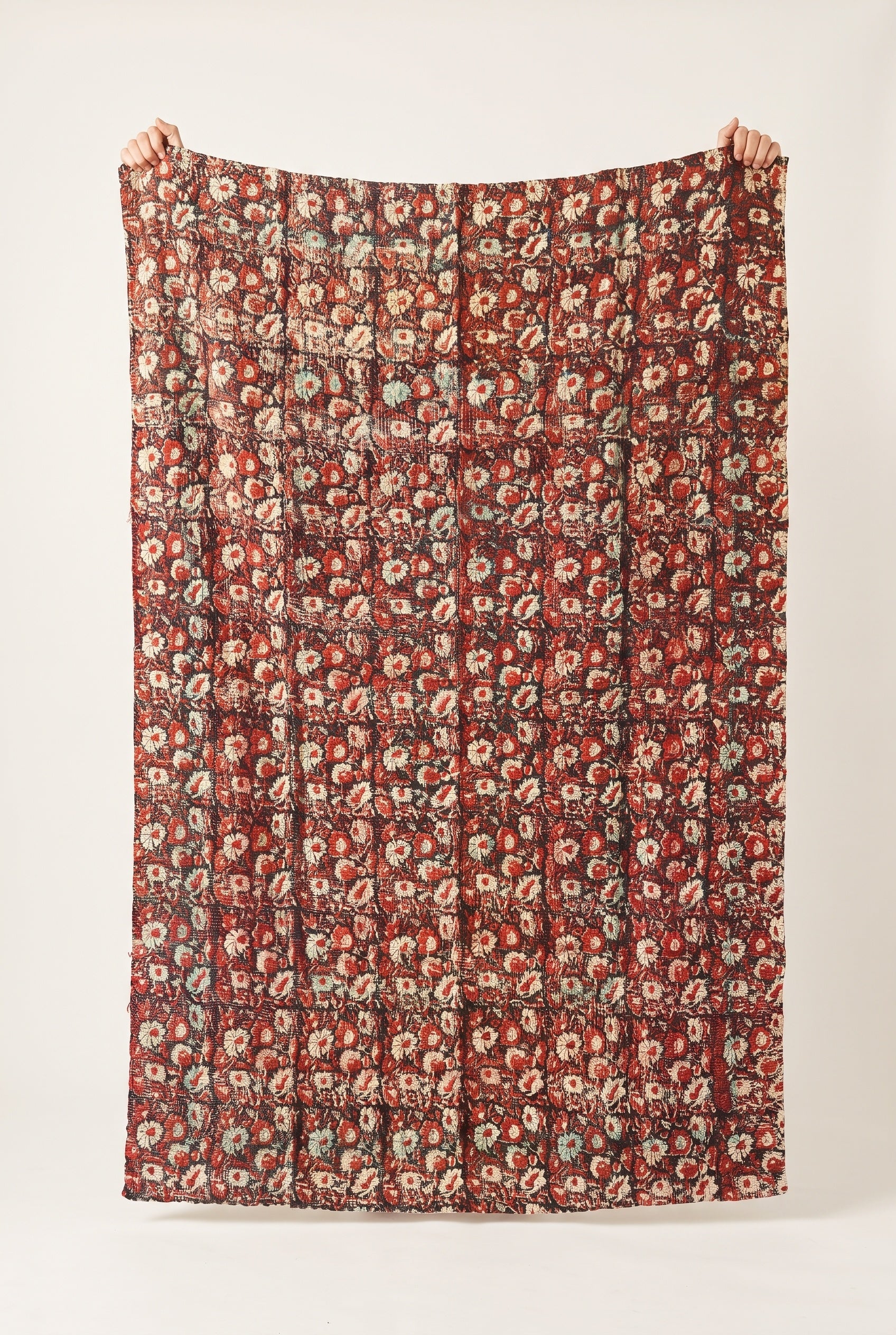 Wild Bergamot Vintage Handmade Bagru Block Print Kantha Throw